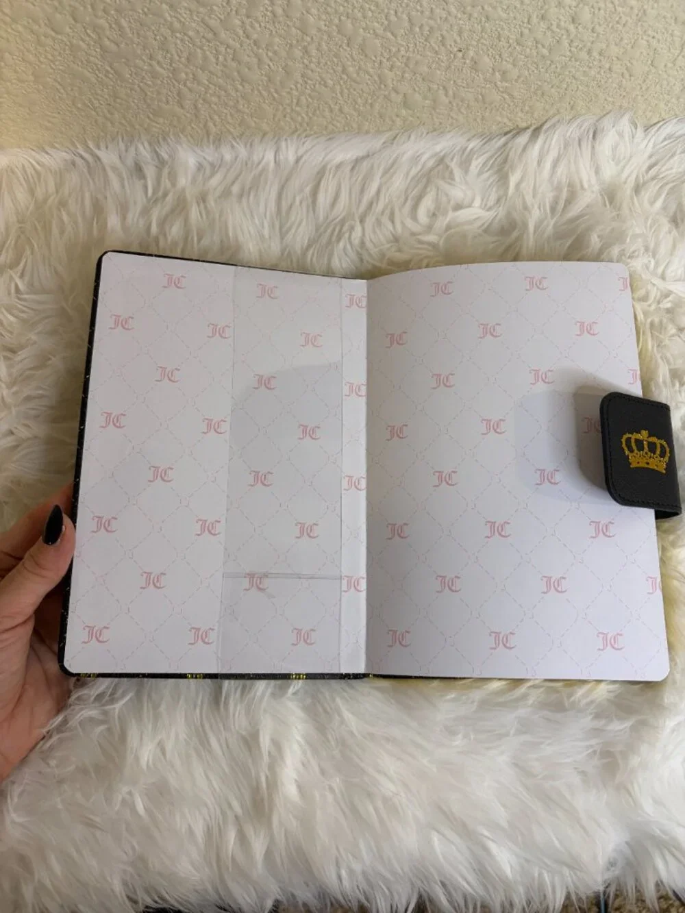 Juicy Couture Black Gold Crown Quilted Journal Diamond Pen 280 Pages NWT